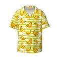 thumbnail image 2 of Lsque Bananas On A Striped print Men's Cuban Collar Short Sleeve Shirt Summer Beachwear Casual Button Down Fashionable Vacation Leisure Shirt-Large, 2 of 7