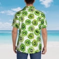 thumbnail image 4 of Honeii Green Kiwi Print Men’s Hawaiian Shirt,Classic Button-Down Short Sleeve Shirt, for Beach, Vacation, and Outdoor Activities,3X-Large, 4 of 7