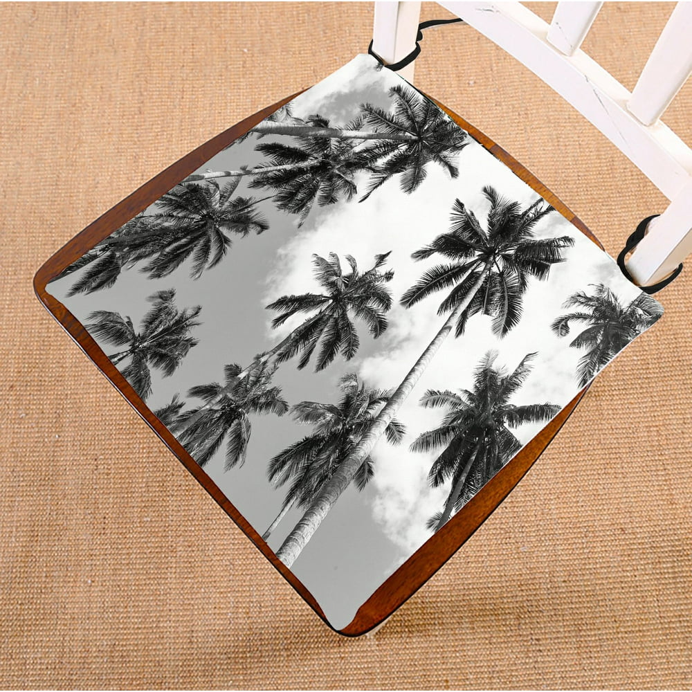 PHFZK Sky Coconut Palm Tree Black and White Seat Cushion Chair Cushion