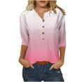 thumbnail image 1 of Birdeem T-Shirt à Boutons pour Femmes, Mode Décontractée, Manches 3/4, Col Imprimé, Haut Blouse, 1 of 5