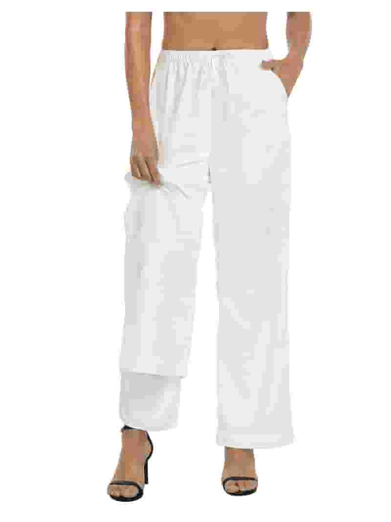 パンツ DONDUP Woman Pants White DP711CF0176PTDW 000 HDE Women's Linen Drawstring Pants Wide Leg Trouser with