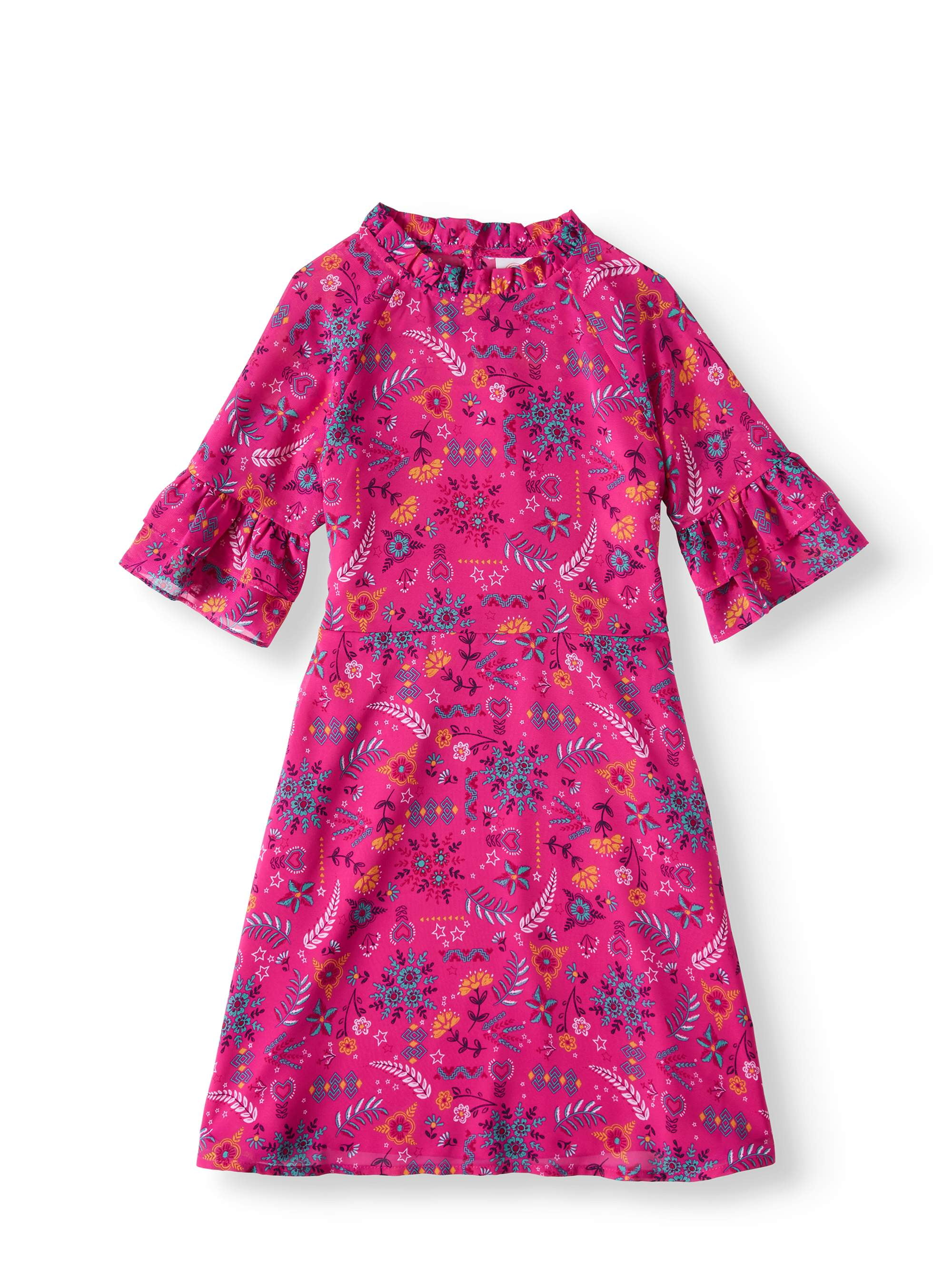 ruffle mock neck dress