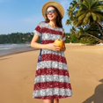 thumbnail image 4 of Fotbe Robe Motif Drapeau Américain Pailleté Décontractée Mode Femme Manches Courtes Robe Maxi Robe T-Shirt Rayée Longue à Blocs de Couleur, 4 of 6