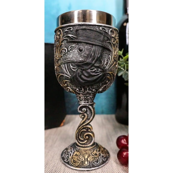 Gothic Alchemy Black Death Steampunk Plaque Doctor Edgar Poe Wine Goblet Chalice