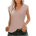 thumbnail image 1 of lSLJS T-shirt Sans Manches à Manches Courtes Col en V pour Femmes, Débardeurs pour Femmes, 1 of 5