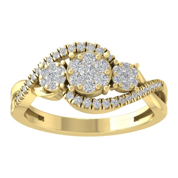 Araiya 14K Yellow Gold Diamond Cluster Band Ring (1/2 cttw, I-J Color, I2-I3 Clarity), Size 7