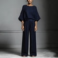 thumbnail image 5 of AUNVITO Women's Flare Sleeve Outfit Set Round Neck Short Sleeve Top with Wide Leg Pants Casual and Comfortable Daily Wear, 5 of 5