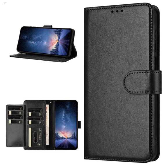 PU Leather for iPhone 12 Pro / 12 Case Wallet, PU Leather Flip Folio Card Slots Holder Stand Magnatic Clasp Shock-resistant Protection Durable Classic Phone Cover for iPhone 12 Pro / 12, Black