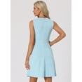 thumbnail image 4 of DARING DIVA Work Solid Color Sleeveless A-Line Flared Dresses M Light Blue, 4 of 6