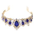 thumbnail image 2 of 1pc Crystal Rhinestones Crown with Comb Elegant Large Crown for Party Wedding Cosplay (Blue), 2 of 8