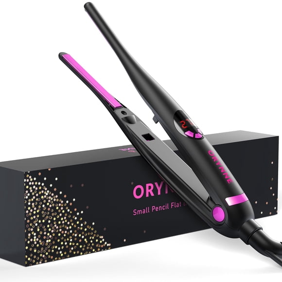 ORYNNE Planchas pequeñas para cabello corto, plancha plana con lápiz de calentamiento ultrarrápido 5s, mini plancha plana de iones negativos para bordes, mini plancha de pelo de viaje de 3/10 pulgadas