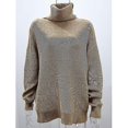 thumbnail image 3 of Chandail pour Femmes Tricot Couleur Unie Basique Décontracté Manches Longues Coupe Régulière Cardigans Col Roulé Automne Hiver, 3 of 5