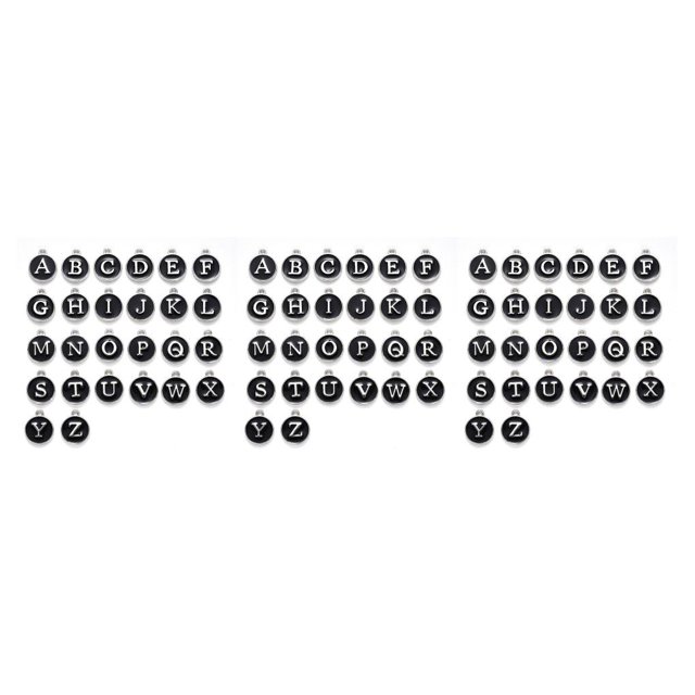 ZLight 26 Pcs Breloques Initiales Bijoux Pendentif Suspendu Fait Main Double Face Plat Rond Alliage Boucles d'Oreilles Noir 3Ensemble
