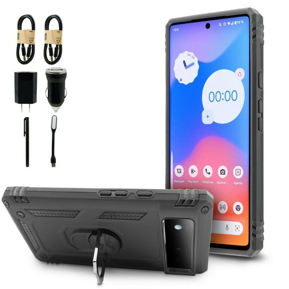 Value Pack + for Pixel6 PRO Google Pixel 6 PRO Hybrid Ring Phone Case Magnet Mount Ready Grip Grids Kickstand Slim Shock Bumper Cover