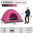 thumbnail image 2 of Zimtown 4 Person Outdoor Camping Waterproof Folding Tent for Hiking Picnic, Light Pink, 2 of 7