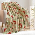 thumbnail image 3 of Candy Cane Throw Blanket- Ultra Soft,Fleece,Lightweight,Tocking,Holly Leaf with Red Bows Snowy Green Blankets,for Couch Room Bedroom,Christmas Holiday Festive Decor,Gifts for Kids 40x50in, 3 of 6