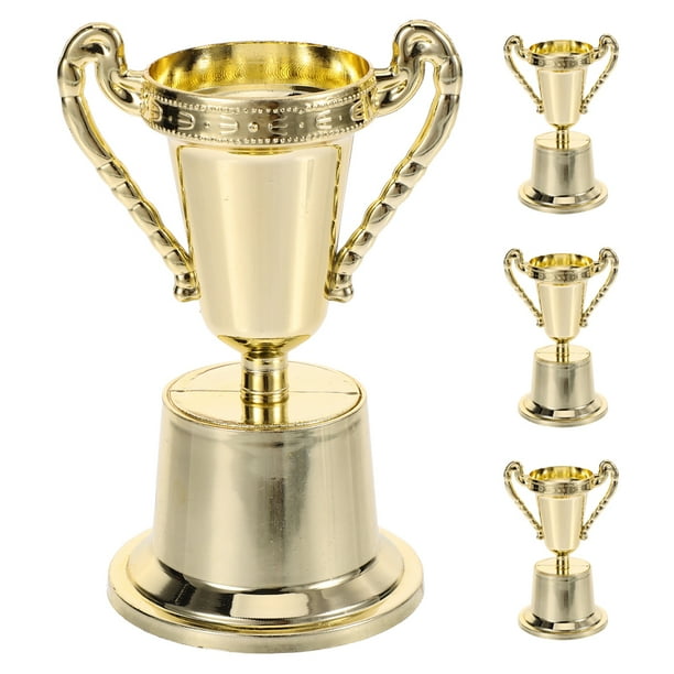 KAKOWELY 4 mini trofeos de plástico para competiciones estudiantiles, celebraciones, decoración, trofeos, trofeos pequeños