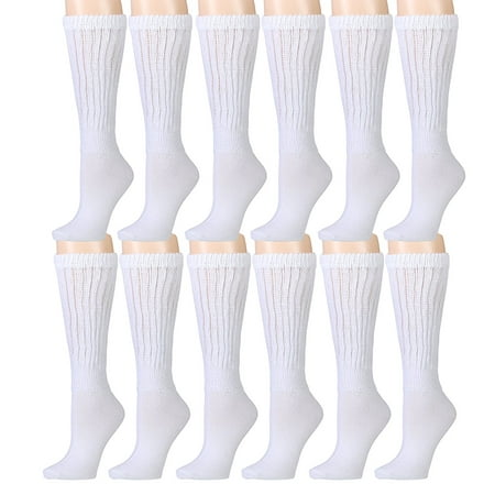 

Yacht & Smith Slouch Socks for Women Extra Slouch Ladies Cotton Boot Socks (White A 12 Pairs)