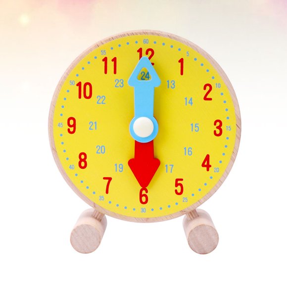 BRIGHTFUFU 1Set Educational Clock Learning Wooden Yellow Device for Daily Life