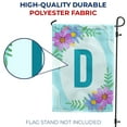 thumbnail image 4 of America Forever Spring Monogram Garden Flag Letter D 12.5 x 18 inches Double Sided Vertical Outdoor, Yard, Lawn, Pink and Blue Flowers, Cosmos, Leaves, Summer Flower Garden Flag, 4 of 5
