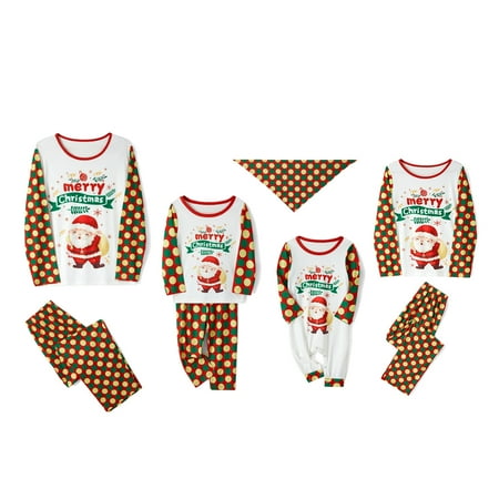 

Nokpsedcb Christmas Pajamas for Family Parent-child Homewear Santa Claus Dot Printing Long Sleeve Round Collar Sleepwear Orange 4 Years