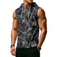 thumbnail image 3 of Men’s Athletic Sleeveless Hoodie with Drawstring Hood and Front Pocket Casual Loose Fit Camouflage Patterned Vest Top, 3 of 7