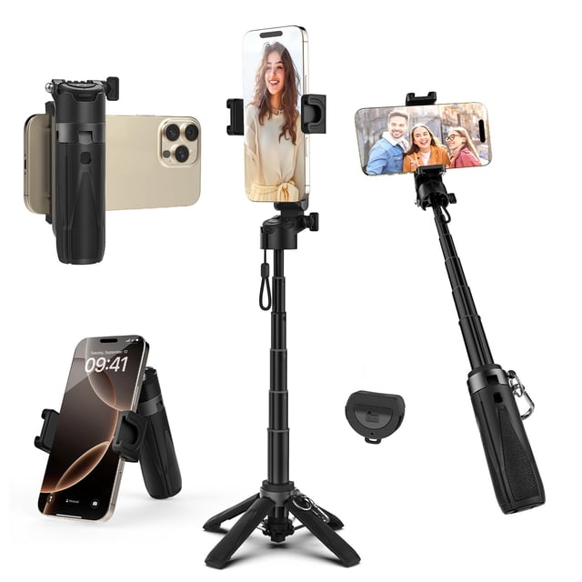 Trípode portátil para tomar selfies con mando a distancia para iPhone