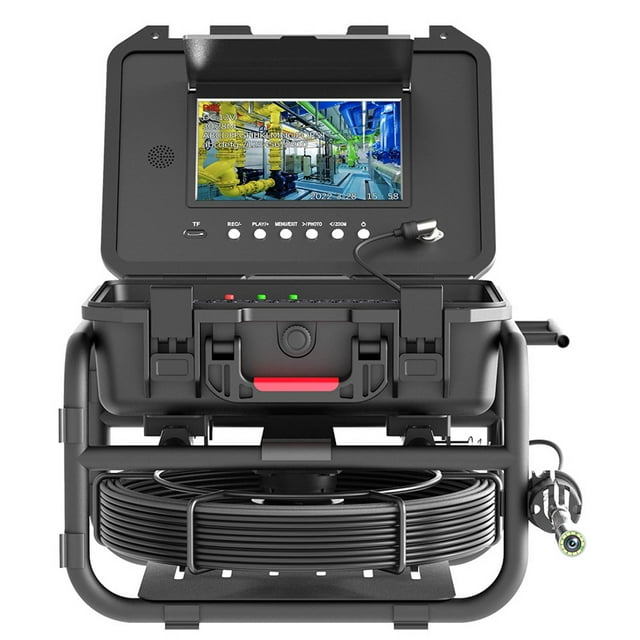 1080P HD Endoscope Inspection Camera, 9in IPS LCD Display Sewer Camera, Industrial Endoscope Built In Keyboard, IP68 Waterproof, 16GB SD Card, LED Lights