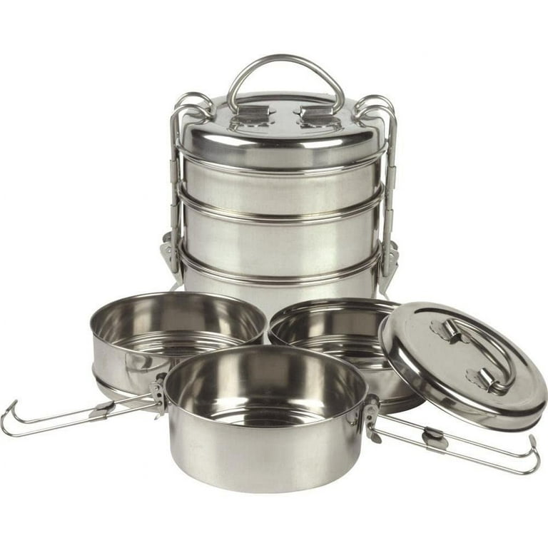  4 Tier Indian-Tiffin Stainless Steel Large Tiffin Lunch Box: Lunch  Boxes: Home & Kitchen