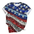 thumbnail image 5 of Uaswgudfs ​Women's Patriotic US Flag Sequined Star Striped T-Shirt - 4th of July Glamorous Tops & Shirts Multicolor L, 5 of 5