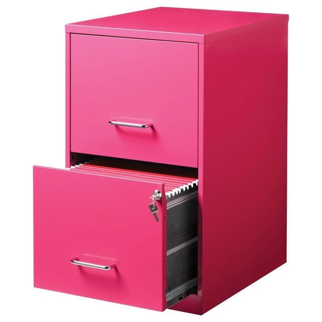 Space Solutions Classeur Métallique 2 Tiroirs 18 Pouces de Profondeur Rose