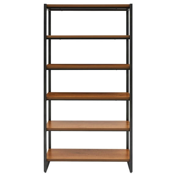 NPD Furniture Anderson 6-tier Metal Bookcase in Gliese Brown/Gunmetal