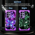 thumbnail image 3 of Casetego for Samsung Galaxy S25 Ultra 5G Case,Glow in The Dark Three Layer Heavy Duty Sturdy Shockproof Protection Rugged Hard PC+Soft TPU Bumper Case for Galaxy S25 Ultra,Purple Butterfly, 3 of 8