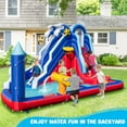 thumbnail image 2 of Patiojoy Inflatable Water Slide Park Dolphin Theme Kids Bounce House w/ Long Slide 2 Splash Pools Climbing Wall Water Gun (Without Blower), 2 of 10