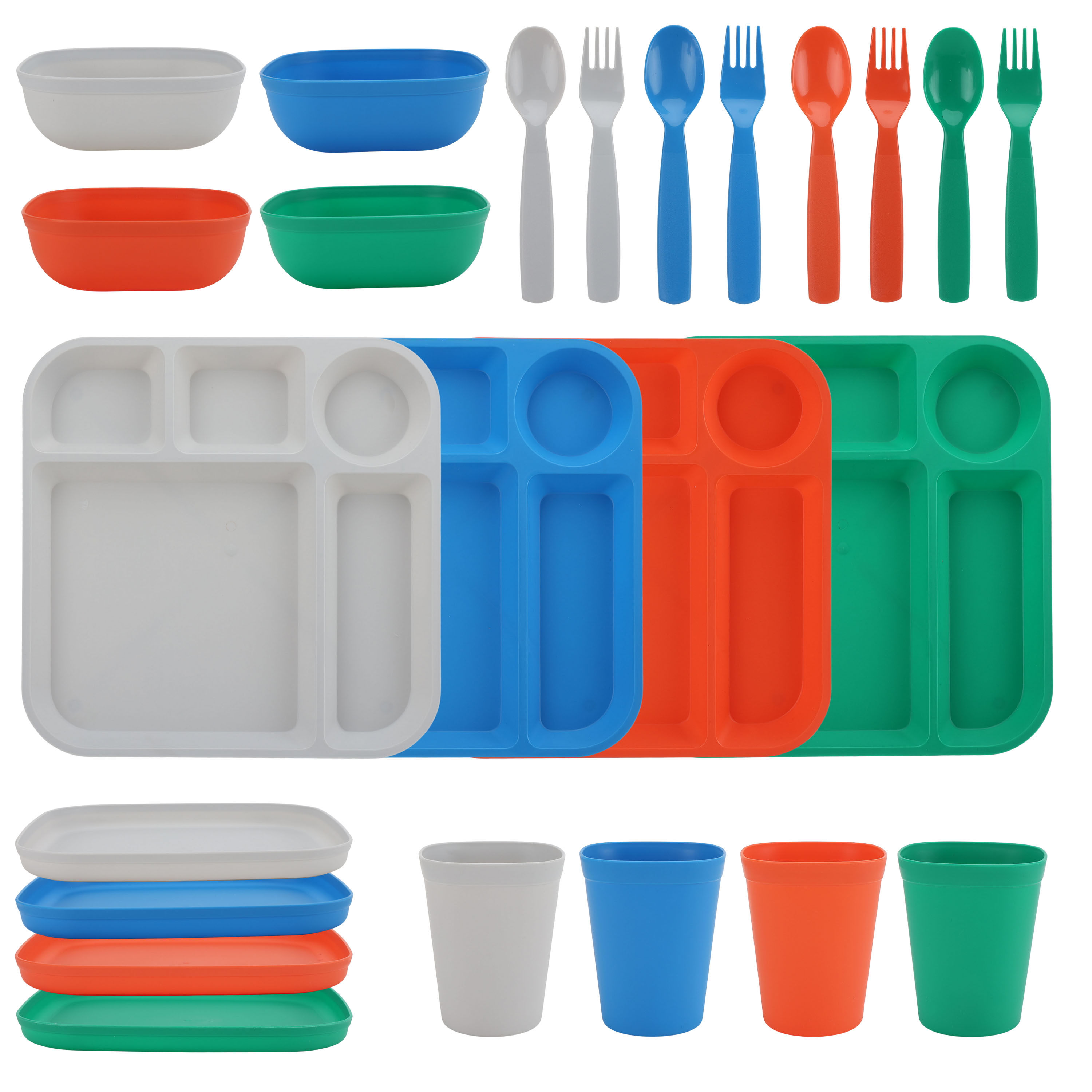 Mainstays Kids 24-Piece Multicolor Plastic Dinnerware Set