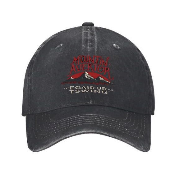 Vintage Cotton Washed Distressed Baseball Cap - Dark Golf Dad Hat with MOUNT AVERUR Mountain Graphic for Men & Women