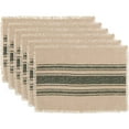 thumbnail image 2 of VHC Brands Farmhouse Holiday Tabletop & Kitchen - Vintage Burlap Stripe White Placemat Set of 6, 12 x 18 Oval, Green, 2 of 5