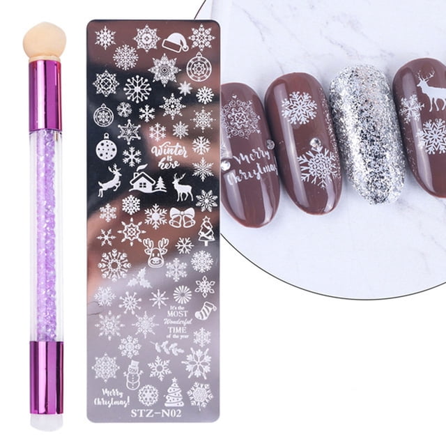 Flmtop 1Set Nail Stamping Plate Exquisite Pattern Shiny Effect DIY Nail Transfer Print Template for Makeup