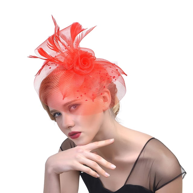 maskred 1/2/3/5 Femmes Fleur Chapeau Haut de Forme Fascinator Épingle à Cheveux Mariage Fête Cheveux Clip Décor Rouge 1 Pc