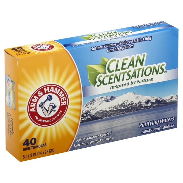 ARM & HAMMER Fresh'n Soft Fabric Softening Sheets, Purifying Waters 40