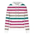 thumbnail image 5 of ZQUUVOU Women's Oversized Hoodies Stripe Printed Drawstring Hoodie with Pocket Long Sleeved Lightweight Fall Tops Hot Pink, 5 of 5