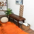 thumbnail image 5 of Neva Button-Tufted Genuine Leather Upholstered Bench in Tan, 5 of 7