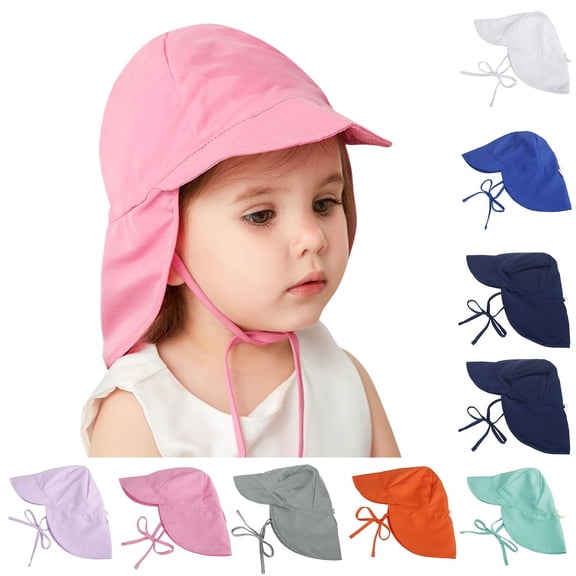 Ulanda Adjustable Baby Sun Hat Boys Girls, UPF 50 Toddler Summer Beach Swim Hat with Neck Flap for Infant Traveling Cap (White, 48)