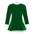 thumbnail image 5 of iEFiEL Womens Christmas Dance Costume Velvet Long Sleeves Skating Leotard Dress Green Small, 5 of 7