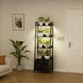 thumbnail image 4 of HRYGD Plant Stand Indoor with Grow Lights 5 Tier 63" Metal Wood Ladder Shelf with Drawer Black, 4 of 8