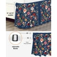 thumbnail image 3 of Navy Blue Flowers Wrap Around Bed Skirts for King Bed 16" Drop,Bed Skirt with Adjustable Elastic Belt Dust Ruffle Bed Valance for Bedroom Hotel Spring Vintage Floral Leaves Farmhouse Bed Frame Cover, 3 of 7