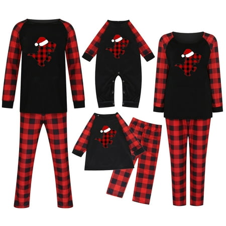 

Herrnalise Christmas Pajamas For Family Fashion Christmas Women Mom Plaid Print Blouse Tops+Pants Family Clothes Pajamas Matching Christmas Pjs For Family Red-Mom
