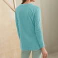 thumbnail image 4 of Women's Long Sleeve Button T-Shirts 2022 Crewneck Solid Color Fall Trendy Tunic Tops Casual Fitted Basic Blouse Tee, 4 of 7