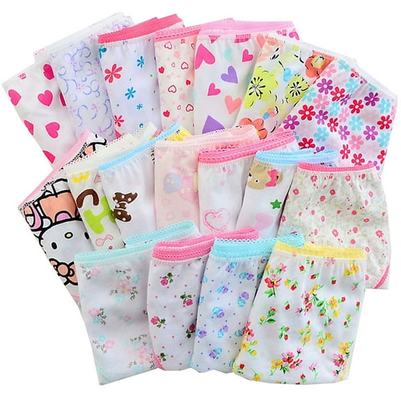 ATAIKU 3-12T Kids Baby Girls' 100% Cotton Brief Underwear Panties Random Color 6-Pack