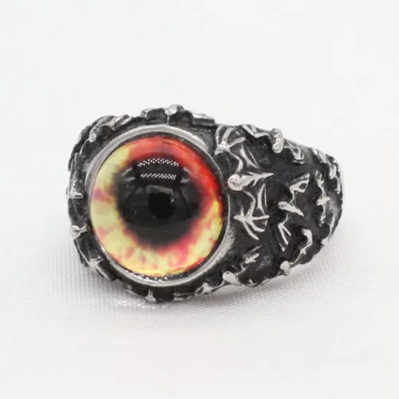 QQTDFG Men Stainless Steel Bat Ring Pinky Thumb Band for Dad Father Anillos De Hombre-Red-10